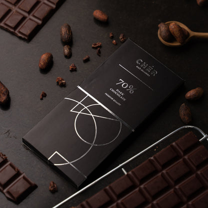 CHER CHOCOLATE - 70% Dark Chocolate Bar Premium | Pure Cocoa Butter | Halal | 66g