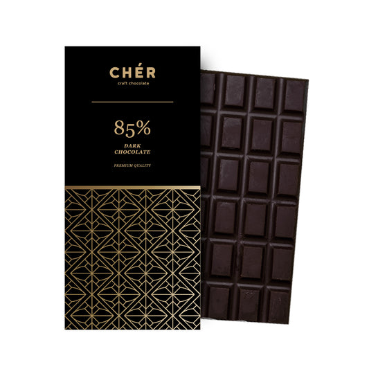 CHER CHOCOLATE - 85% Dark Chocolate Bar Premium | Pure Cocoa Butter | Halal | 66g
