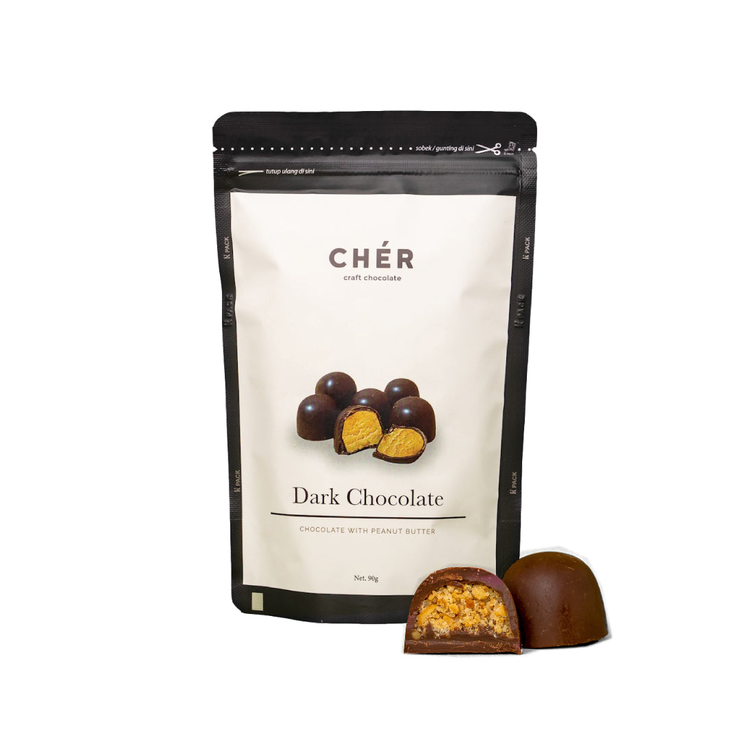 CHER CHOCOLATE - Peanut Butter Dark Milk Chocolate Pouch - Coklat Bites Praline